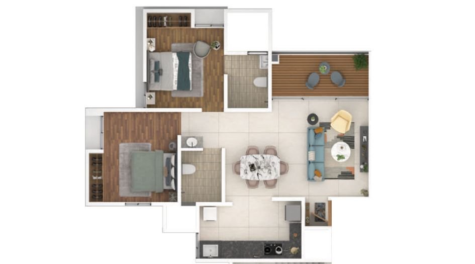 Shubhankar-Durvaa-Floor-Plan-2 BHK-795 Sqft